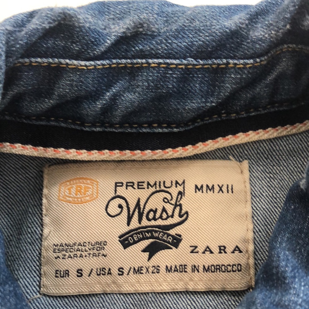 ZARA S Jacket Blue Jean Premium Wash 4 Pocket Button Down Excellent Condition - Picture 2 of 6